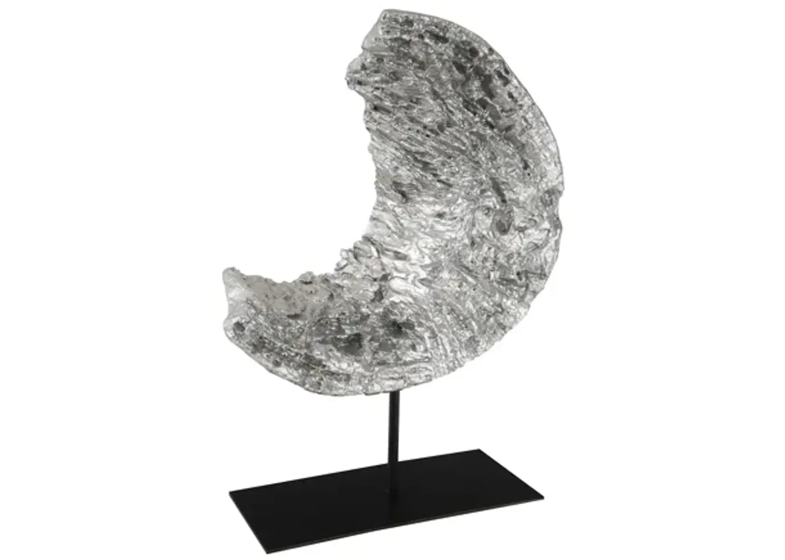 Cast Eroded Wood Circle on Stand, Silver Leaf, Assorted