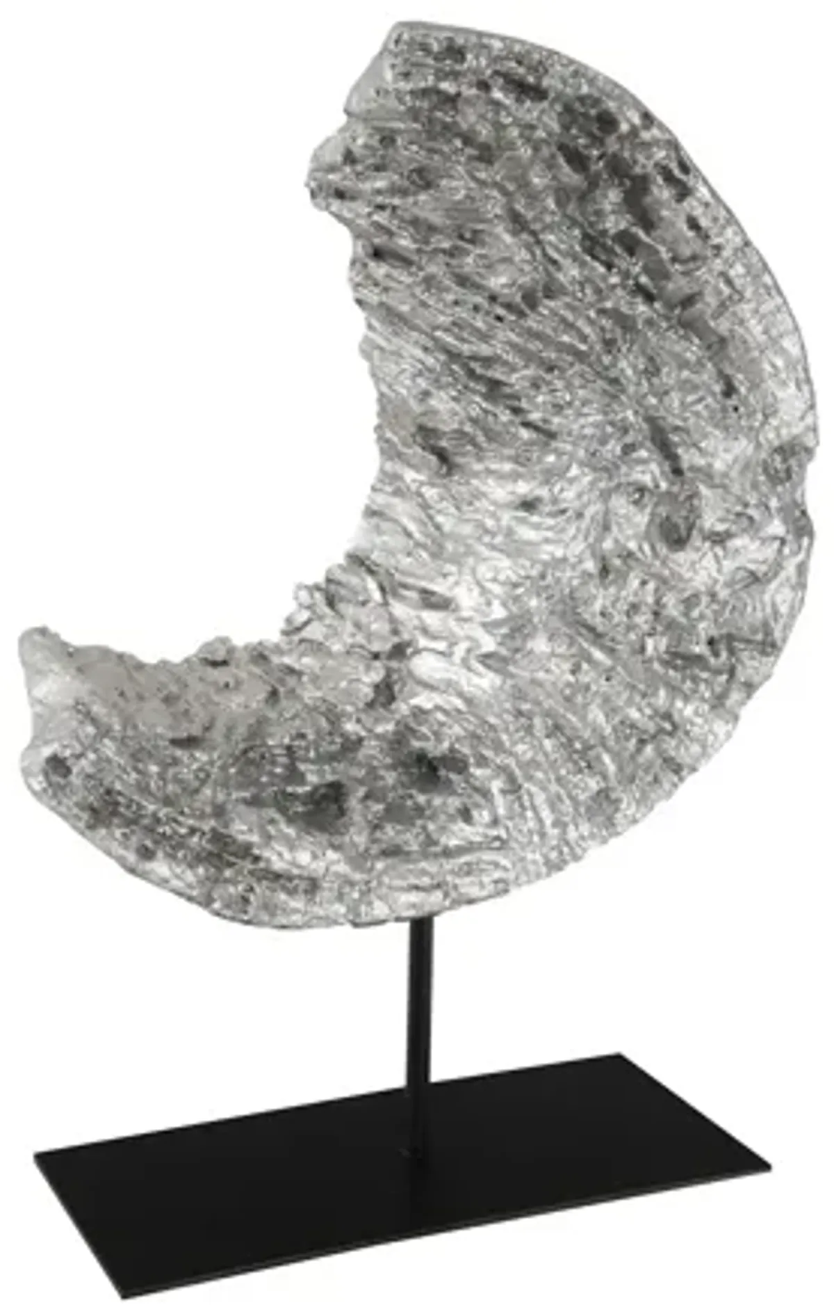 Cast Eroded Wood Circle on Stand, Silver Leaf, Assorted