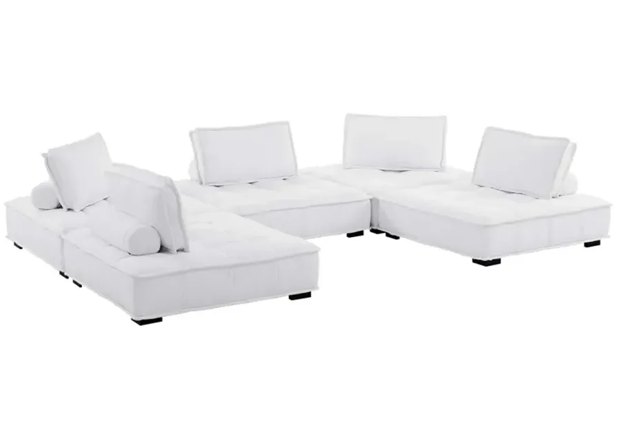 Saunter Tufted Fabric Fabric 5-Piece Sectional Sofa