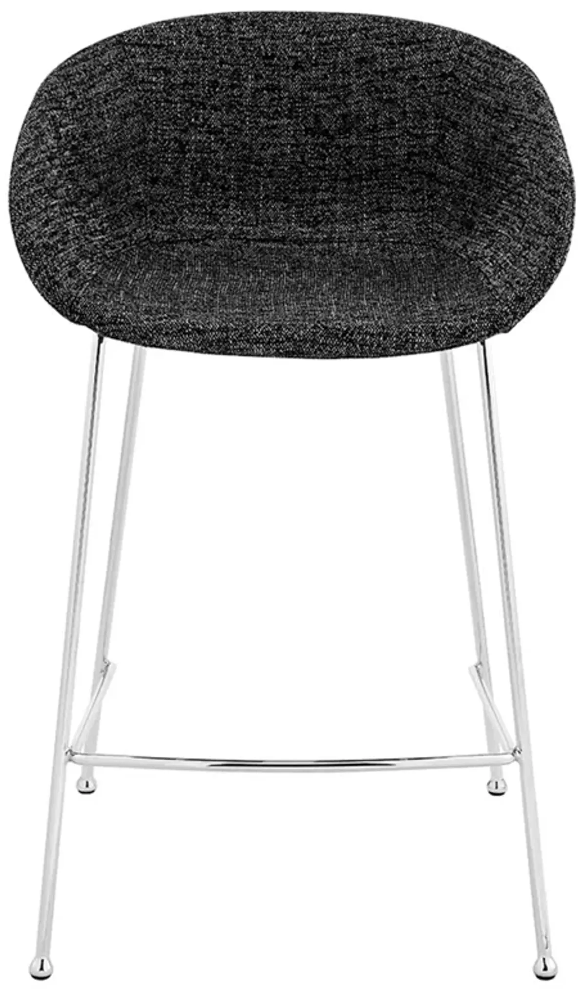 Zach-C Counter Stool with Black Fabric and Chromed Steel Frame and Legs - Set of 2