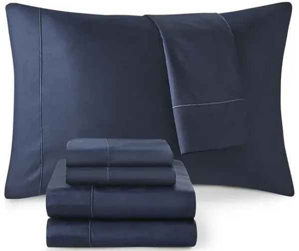 Madison Park 600 Thread Count Navy Pima Cotton Sheet Set - Split King