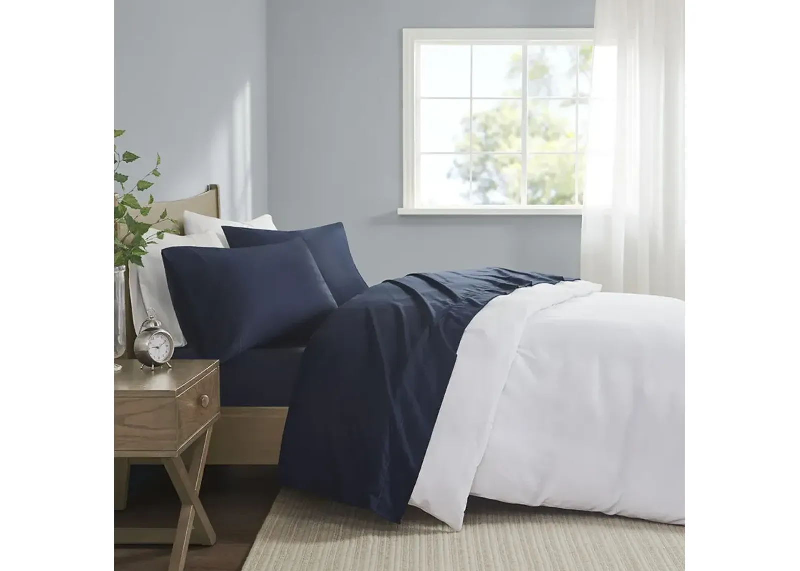 Madison Park 600 Thread Count Navy Pima Cotton Sheet Set - Split King