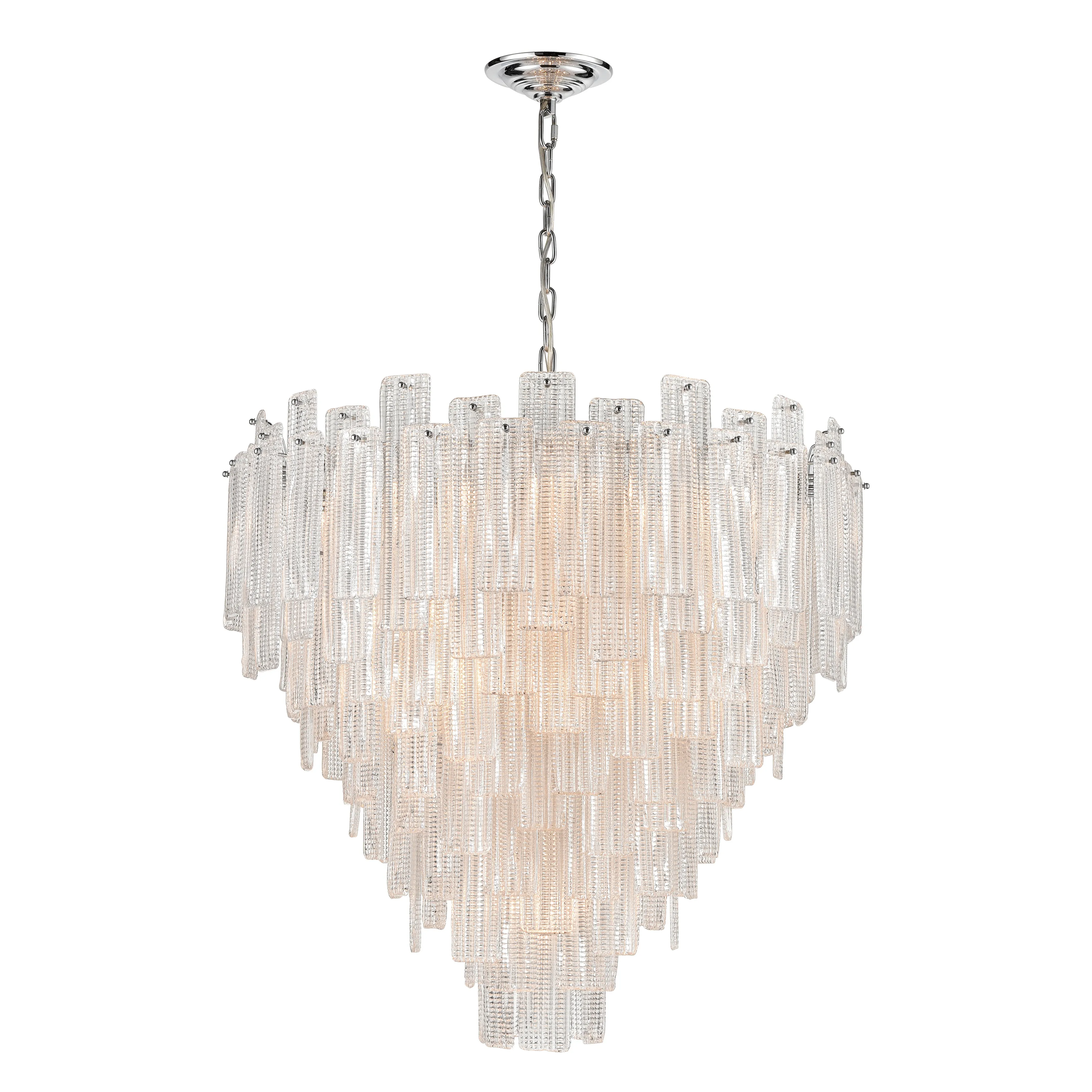 Diplomat 21-Light Staggered Chandelier in Chrome - Large