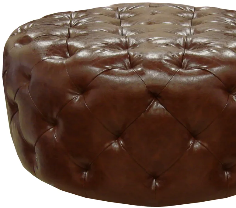 Victoria Ottoman In Brown Bonded Leather