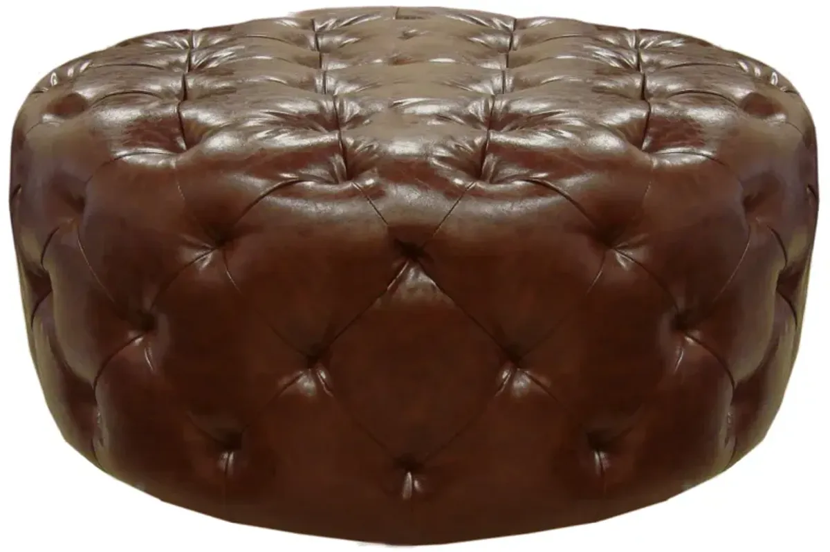 Victoria Ottoman In Brown Bonded Leather