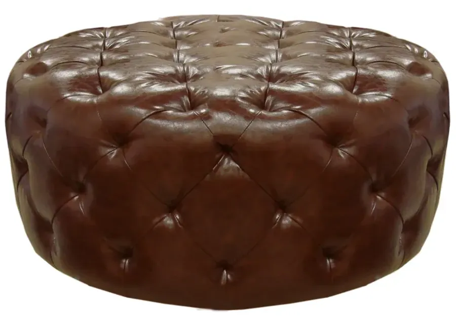 Victoria Ottoman In Brown Bonded Leather