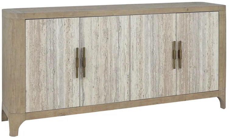 Alpine 72" Transitional Concrete and Wood Sideboard Buffet in Natural Tone