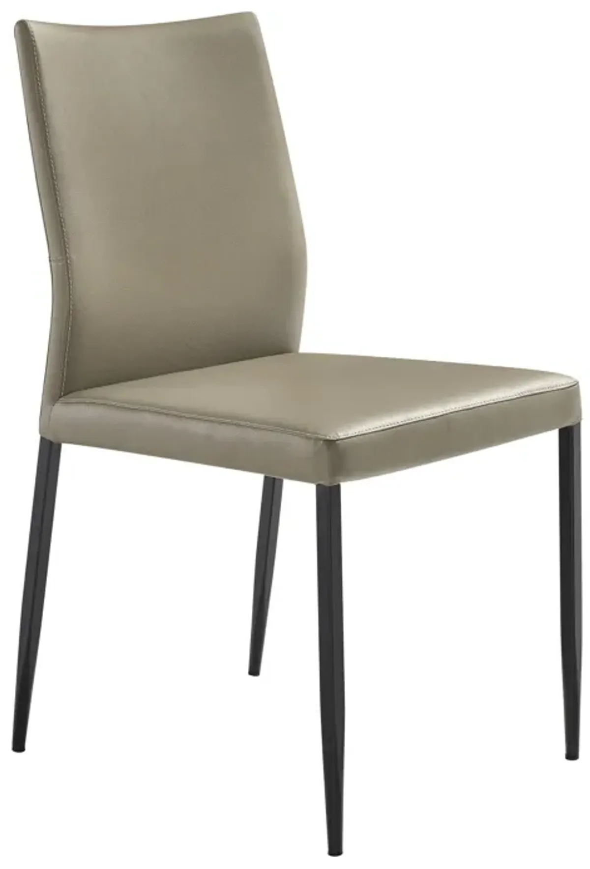 Kash Upholstered Dining Chair in Taupe Gray Faux Leather and Black Metal Legs - Set of 2