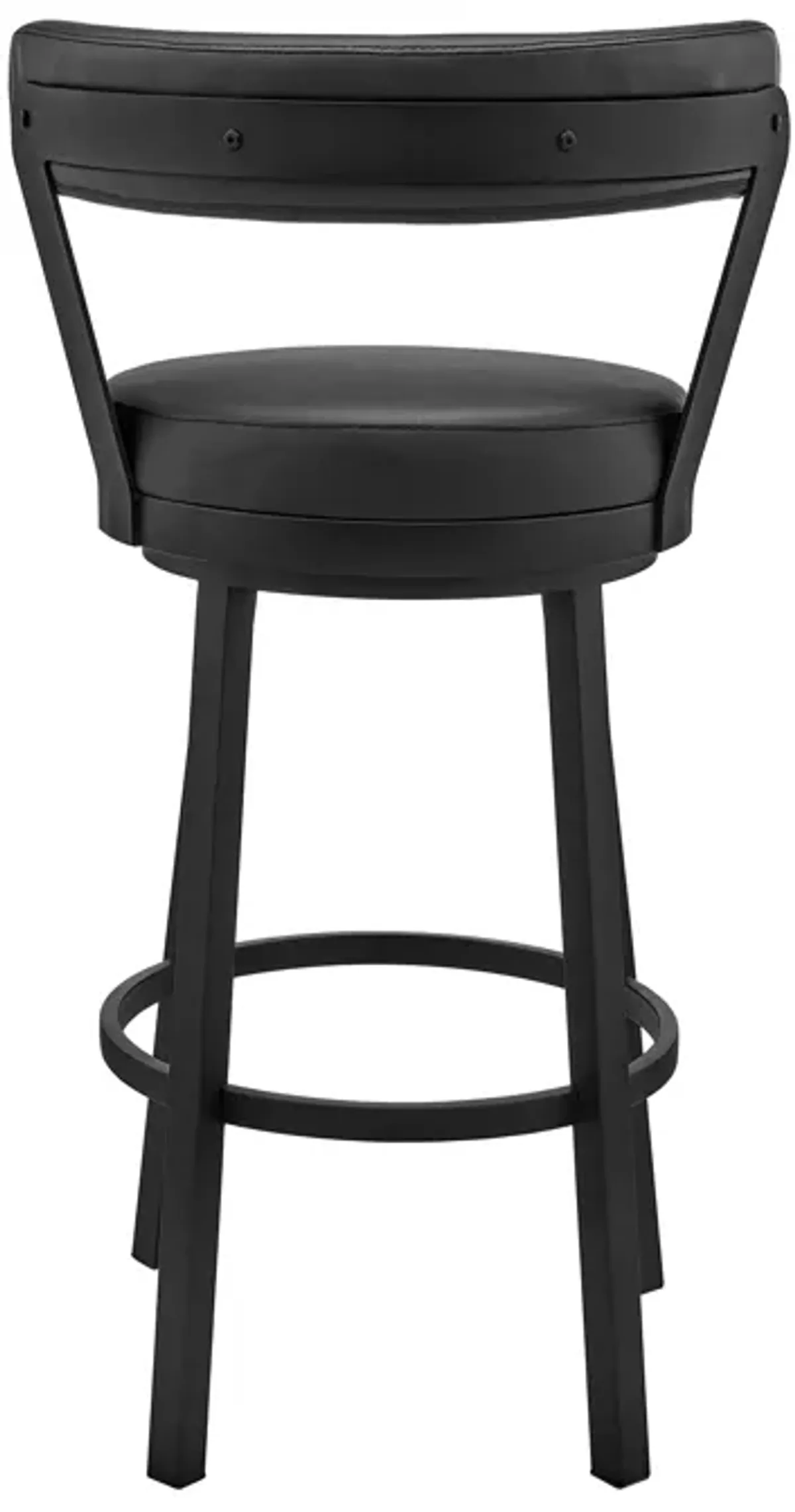 Bryant 30" Bar Height Swivel Bar Stool in Black Finish and Black Faux Leather