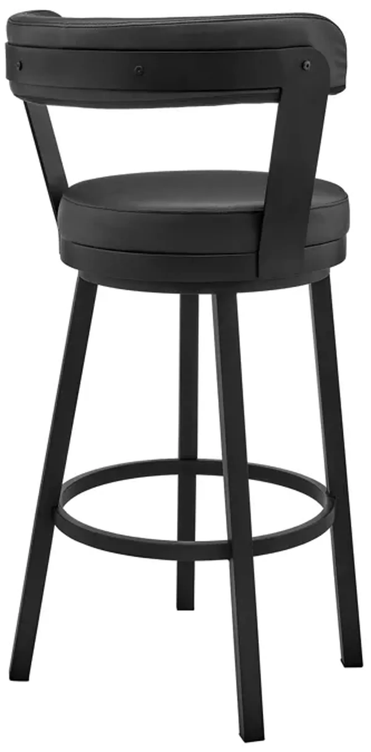 Bryant 30" Bar Height Swivel Bar Stool in Black Finish and Black Faux Leather