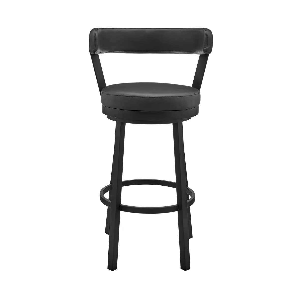 Bryant 30" Bar Height Swivel Bar Stool in Black Finish and Black Faux Leather