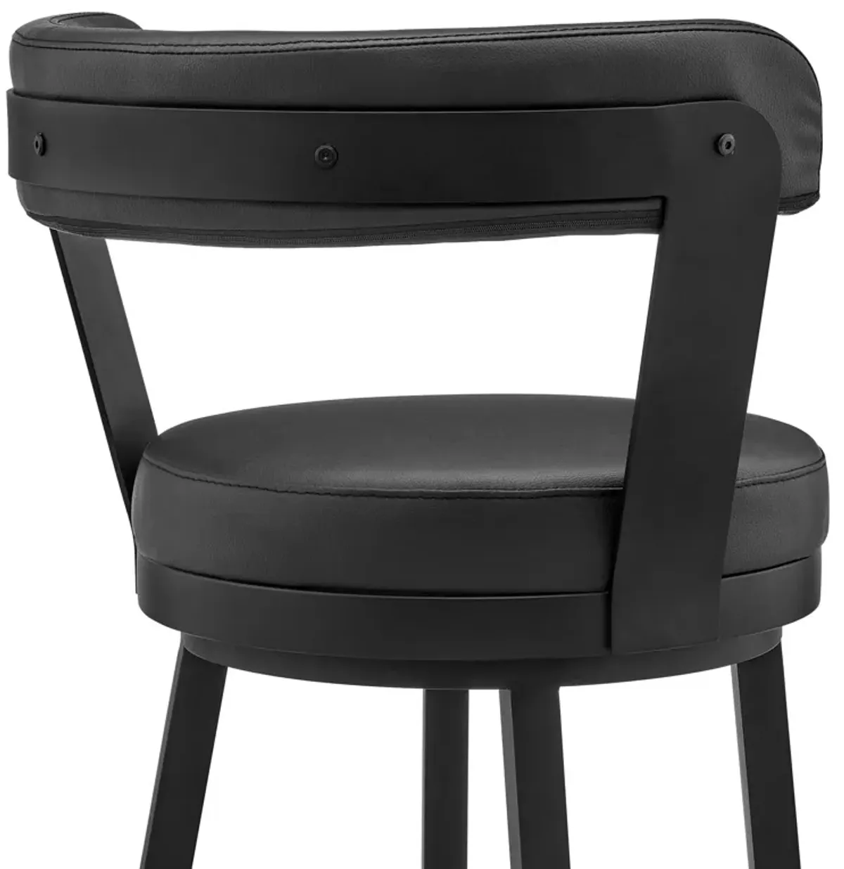 Bryant 30" Bar Height Swivel Bar Stool in Black Finish and Black Faux Leather