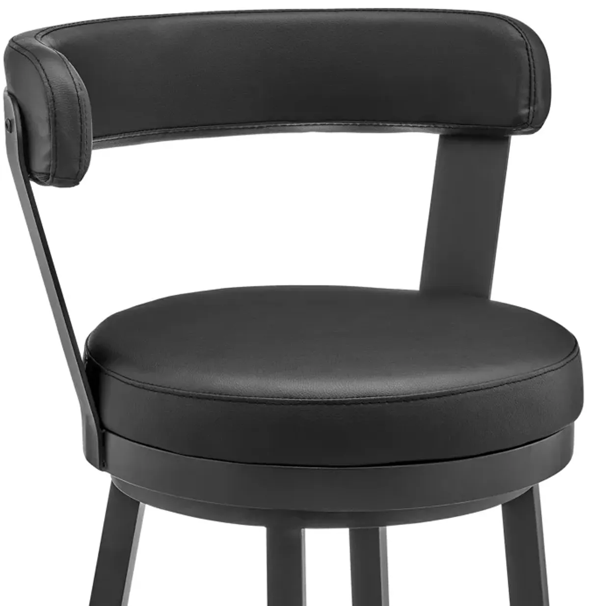 Bryant 30" Bar Height Swivel Bar Stool in Black Finish and Black Faux Leather