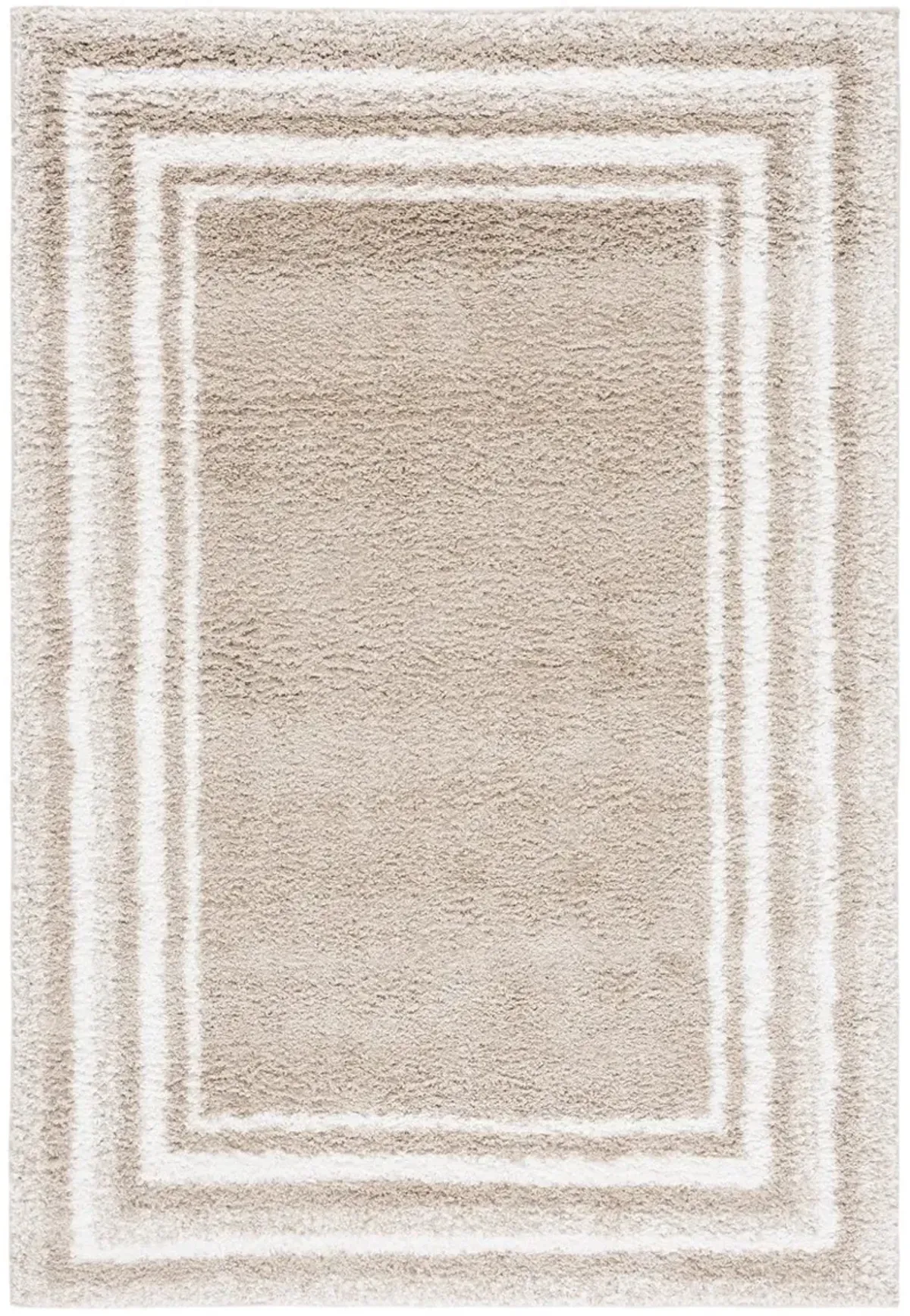 BORDER & STRIPE SHAG 251 Beige 5'-3' X 7'-6' Medium Rectangle Rug