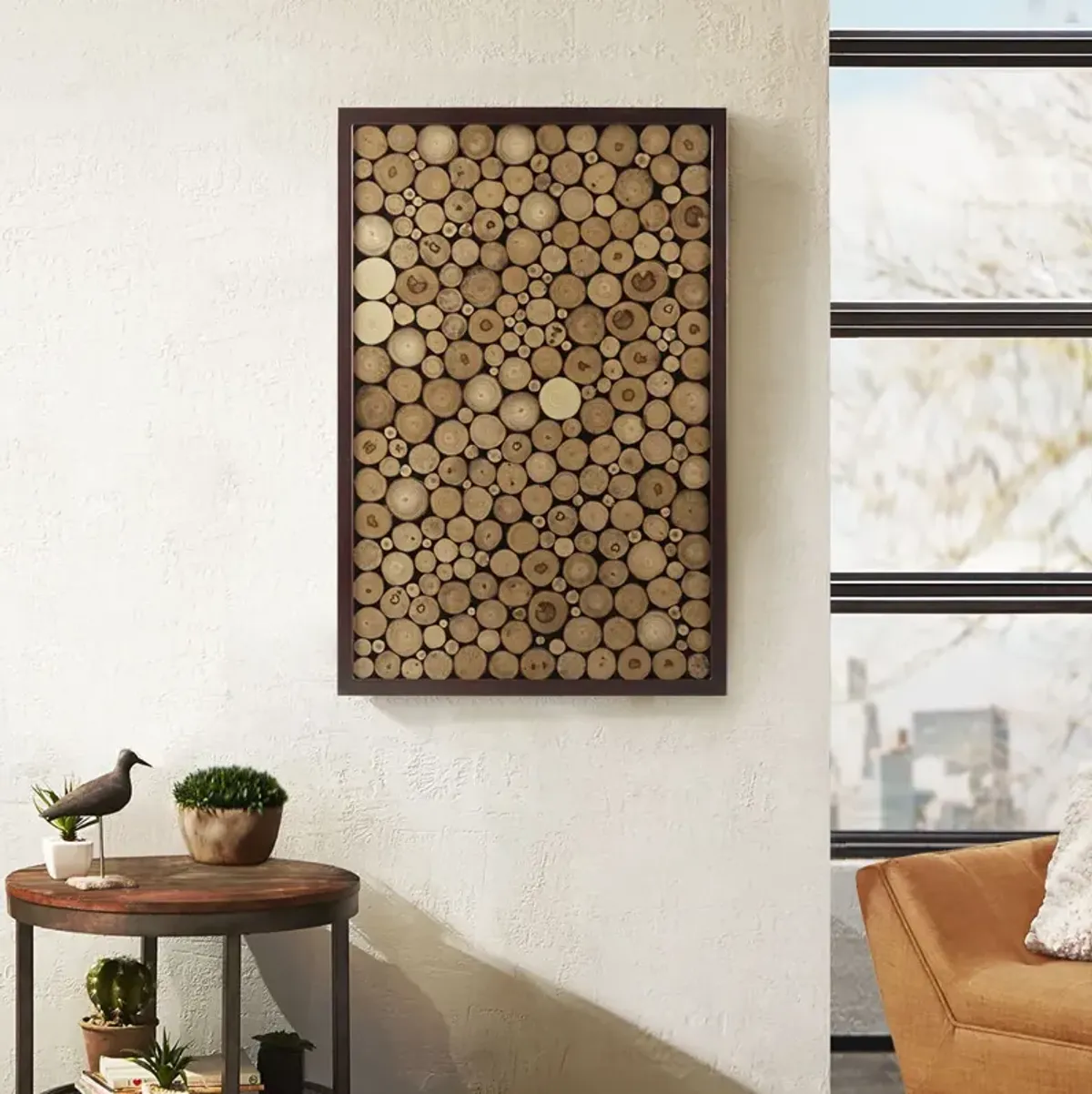 INK+IVY Topi Natural Natural Wood Slice Mosaic Wall Decor