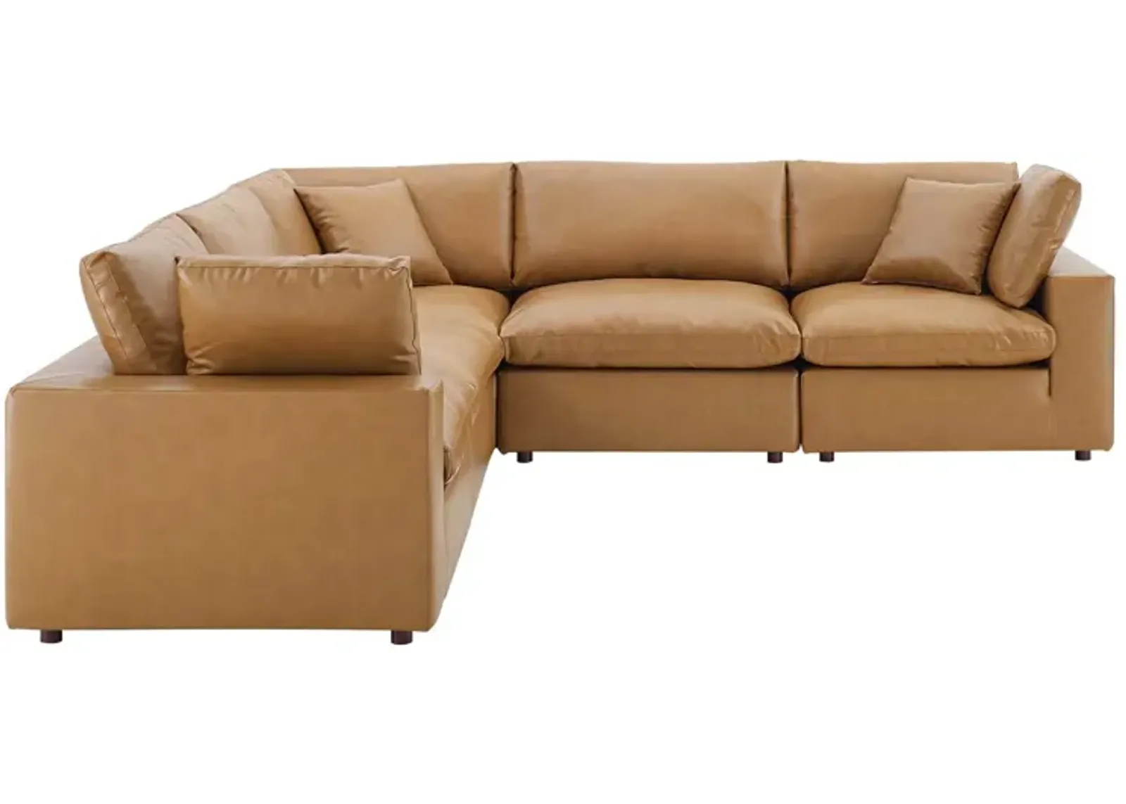 Commix Down Filled Overstuffed Vegan Leather 5-Piece Sectional Sofa