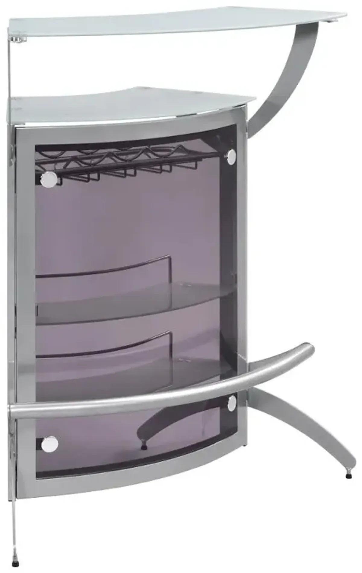 Dallas 2-shelf Home Bar Silver and Frosted Glass