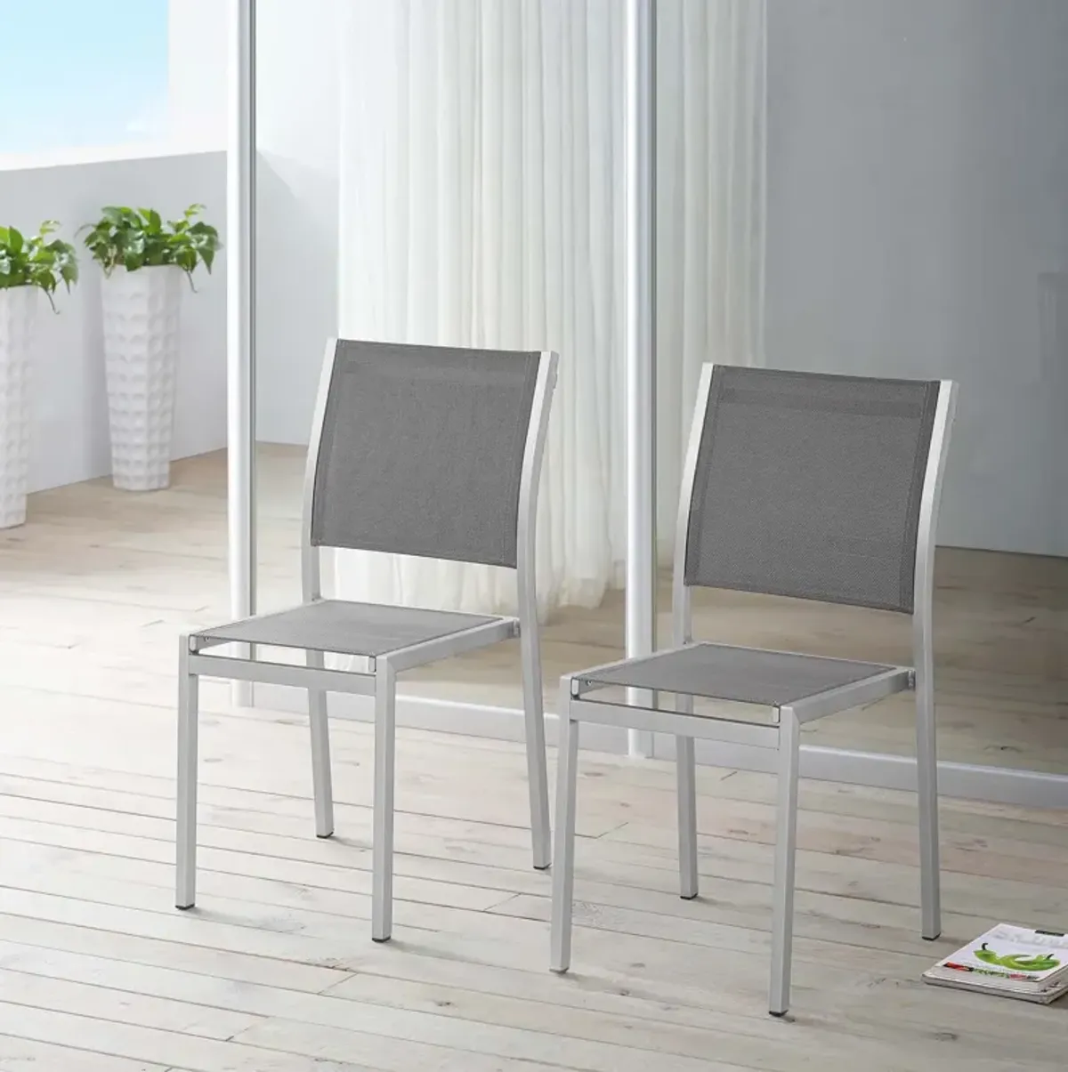 Shore Side Chair Outdoor Patio Aluminum Set of 2