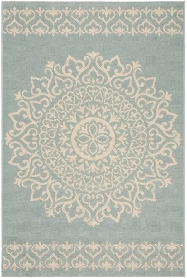 LINDEN 183 Collection LND183L-5 Cream / Aqua 5'-3" X 7'-6"