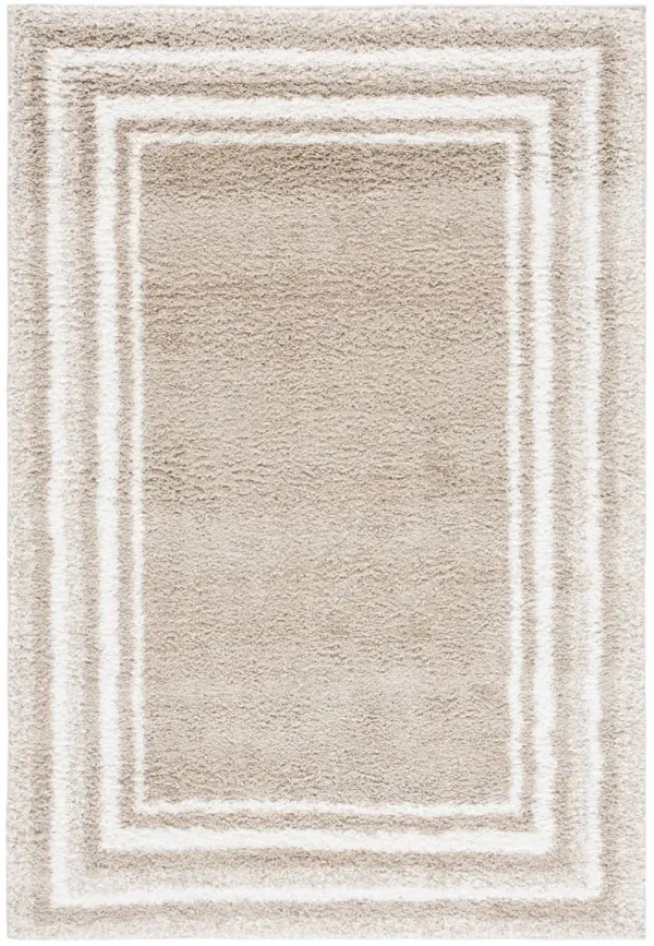 BORDER & STRIPE SHAG 251 Beige 5'-3' X 7'-6' Medium Rectangle Rug
