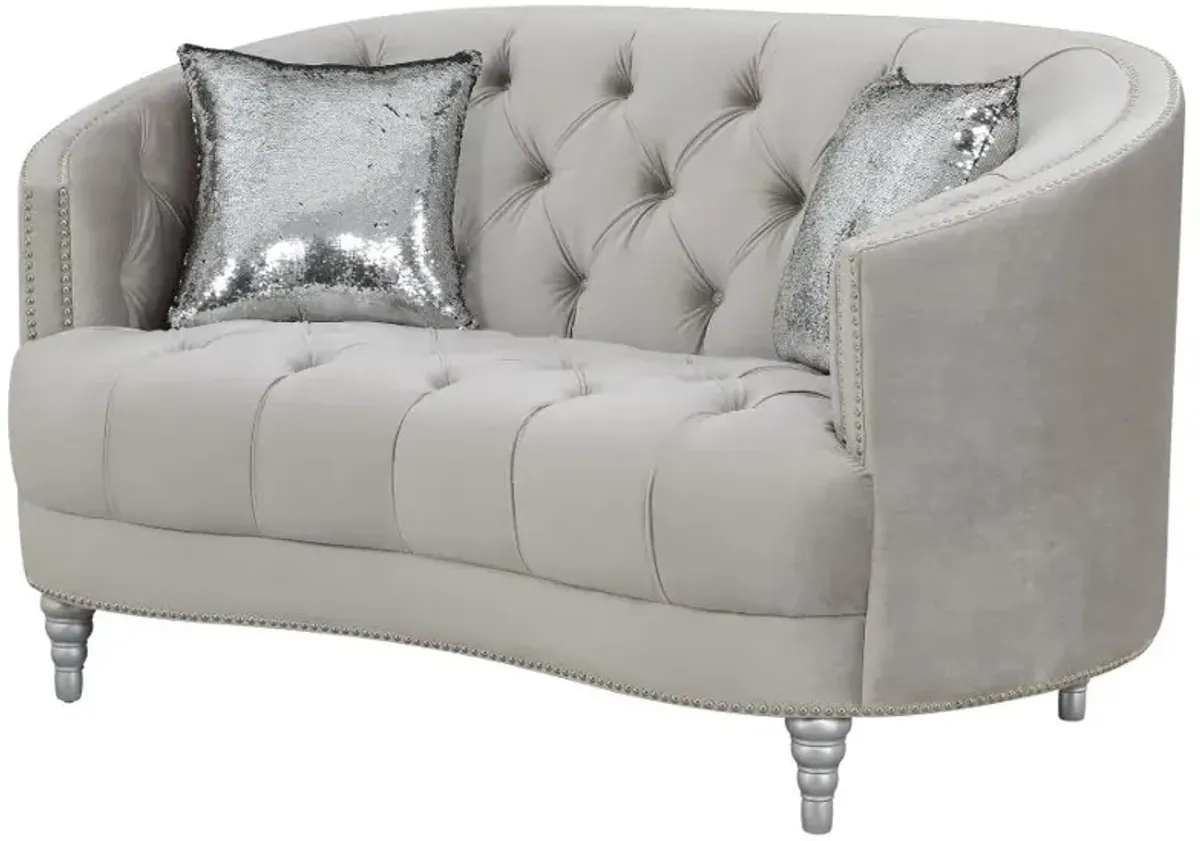 Avonlea Sloped Arm Tufted Loveseat Grey