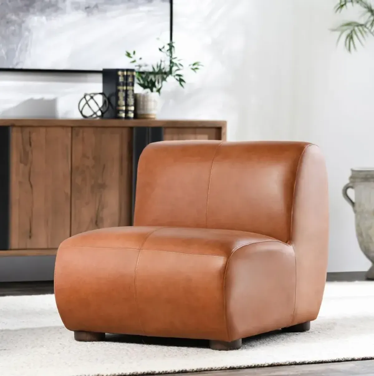 Arcadia Leather Accent Chair Autumn Brown