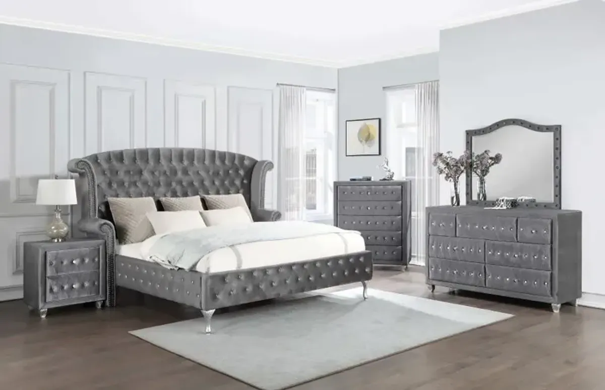 Deanna Button Tufted Dresser Mirror Grey