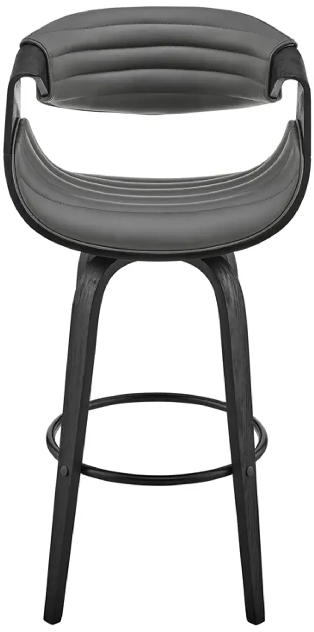 Arya 26" Swivel Counter Stool in Gray Faux Leather and Black Wood