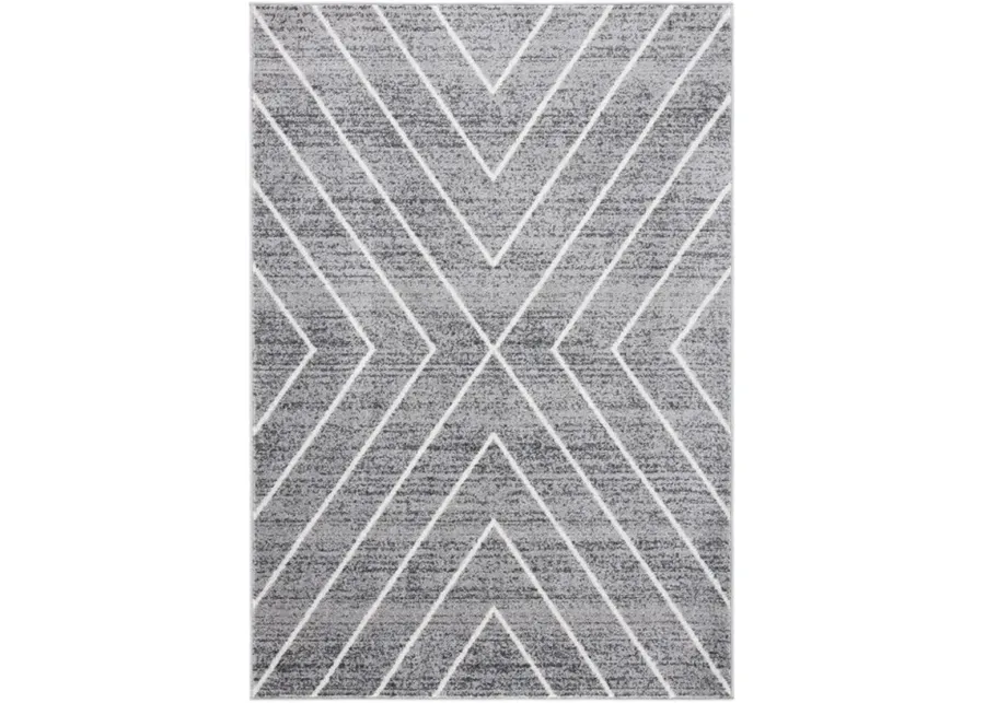 ADIRONDACK Contemporary Dark Grey / Ivory 5'-1" X 7'-6" Powerloomed Rug