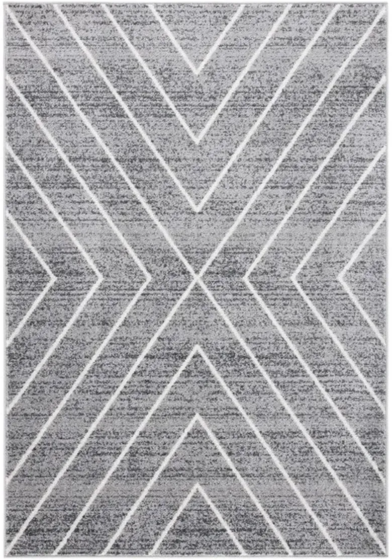 ADIRONDACK Contemporary Dark Grey / Ivory 5'-1" X 7'-6" Powerloomed Rug