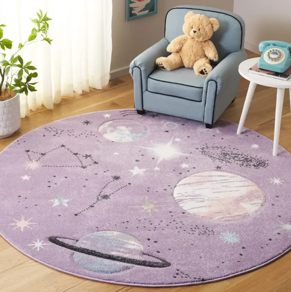 CAROUSEL KIDS 122 PURPLE  5'-3' x 5'-3' Round Round Rug