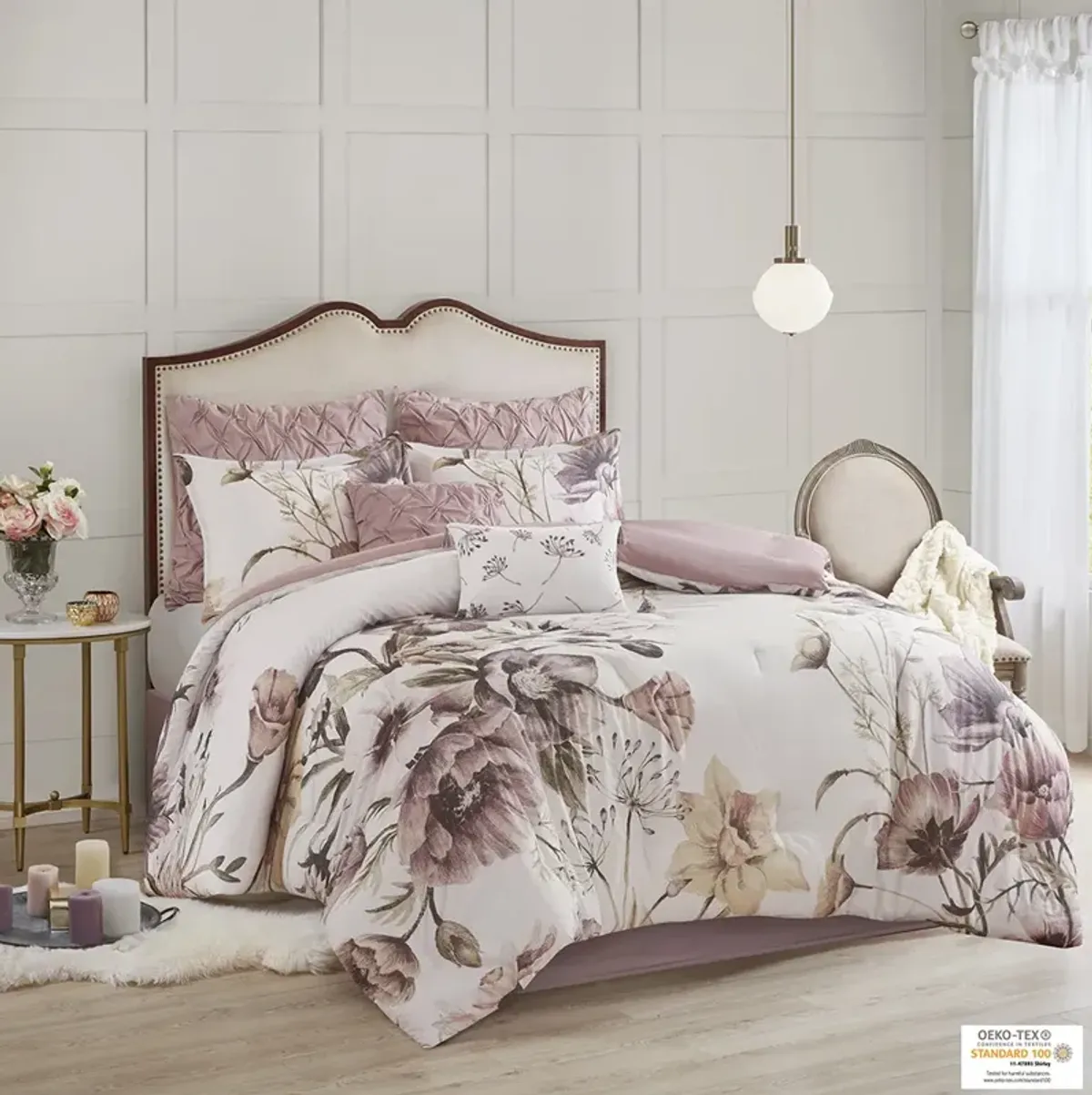 Madison Park Cassandra Blush 8 Piece Cotton Printed Comforter Set