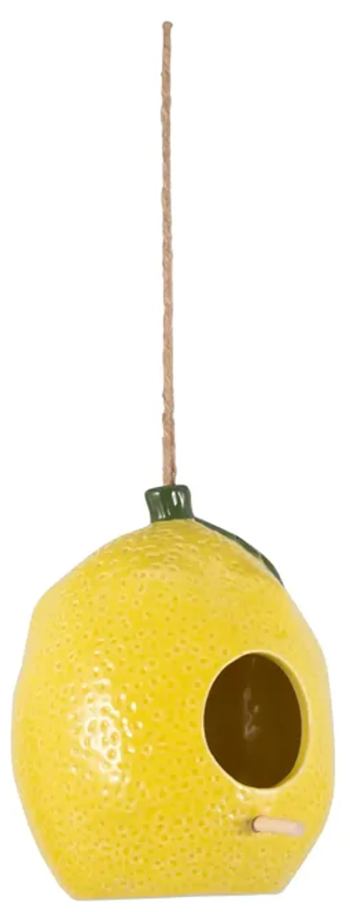 7" Lemon Bird House/feeder, Yellow/green