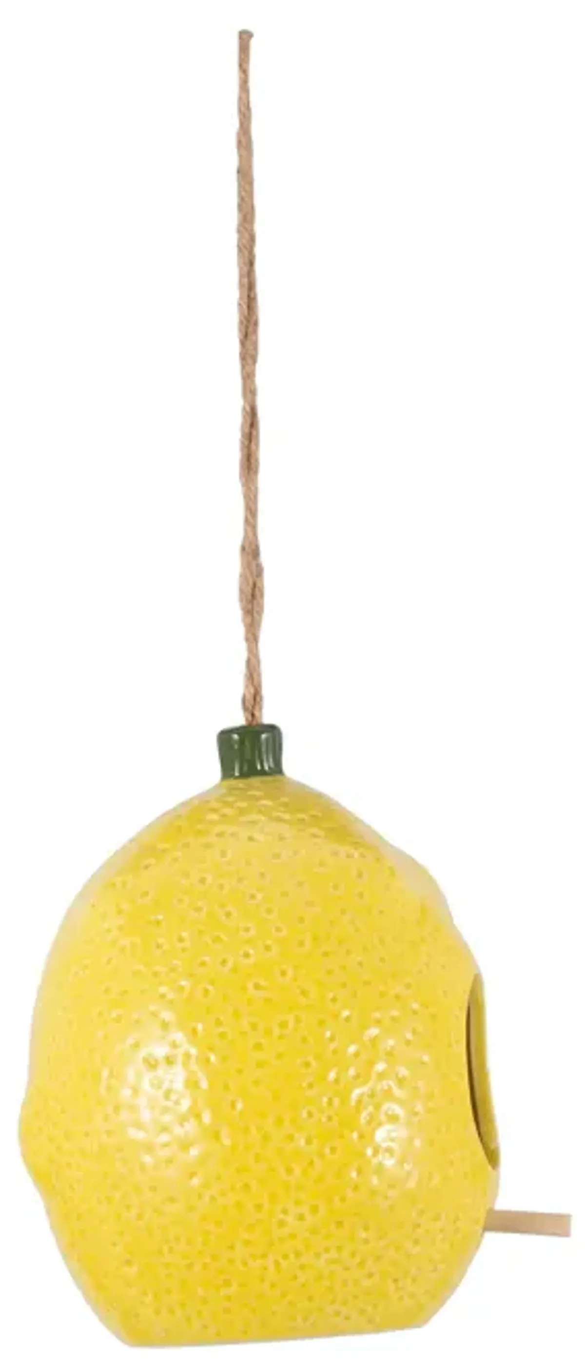 7" Lemon Bird House/feeder, Yellow/green