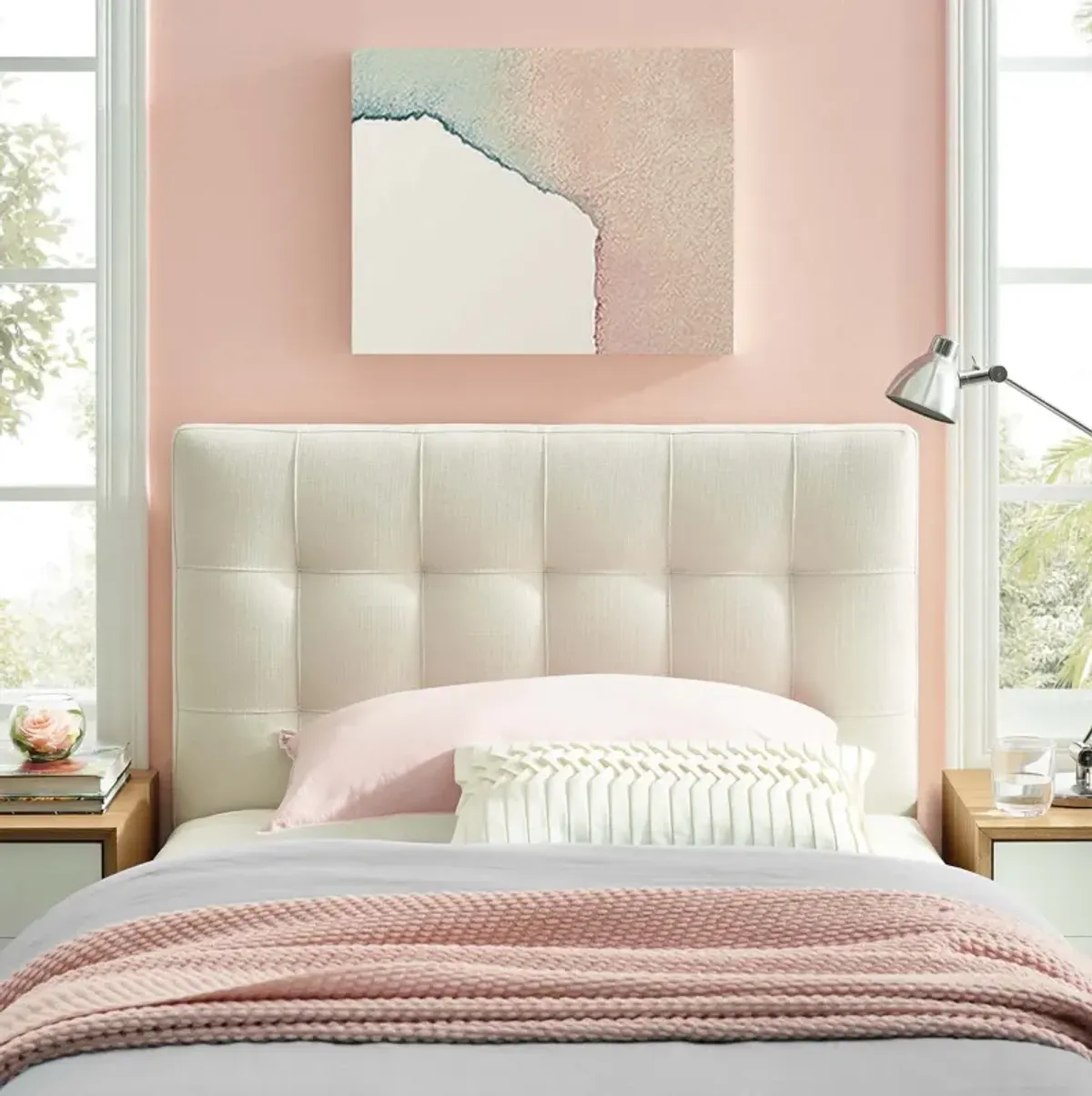 Lily Twin Upholstered Fabric Headboard