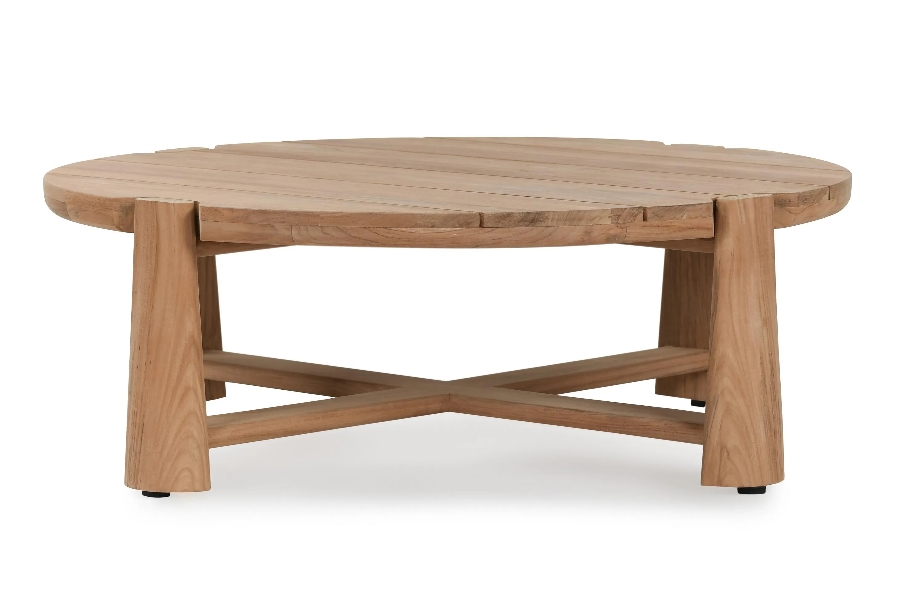 Aston 48" Round Teak Wood Outdoor Coffee Table in Natural Tone