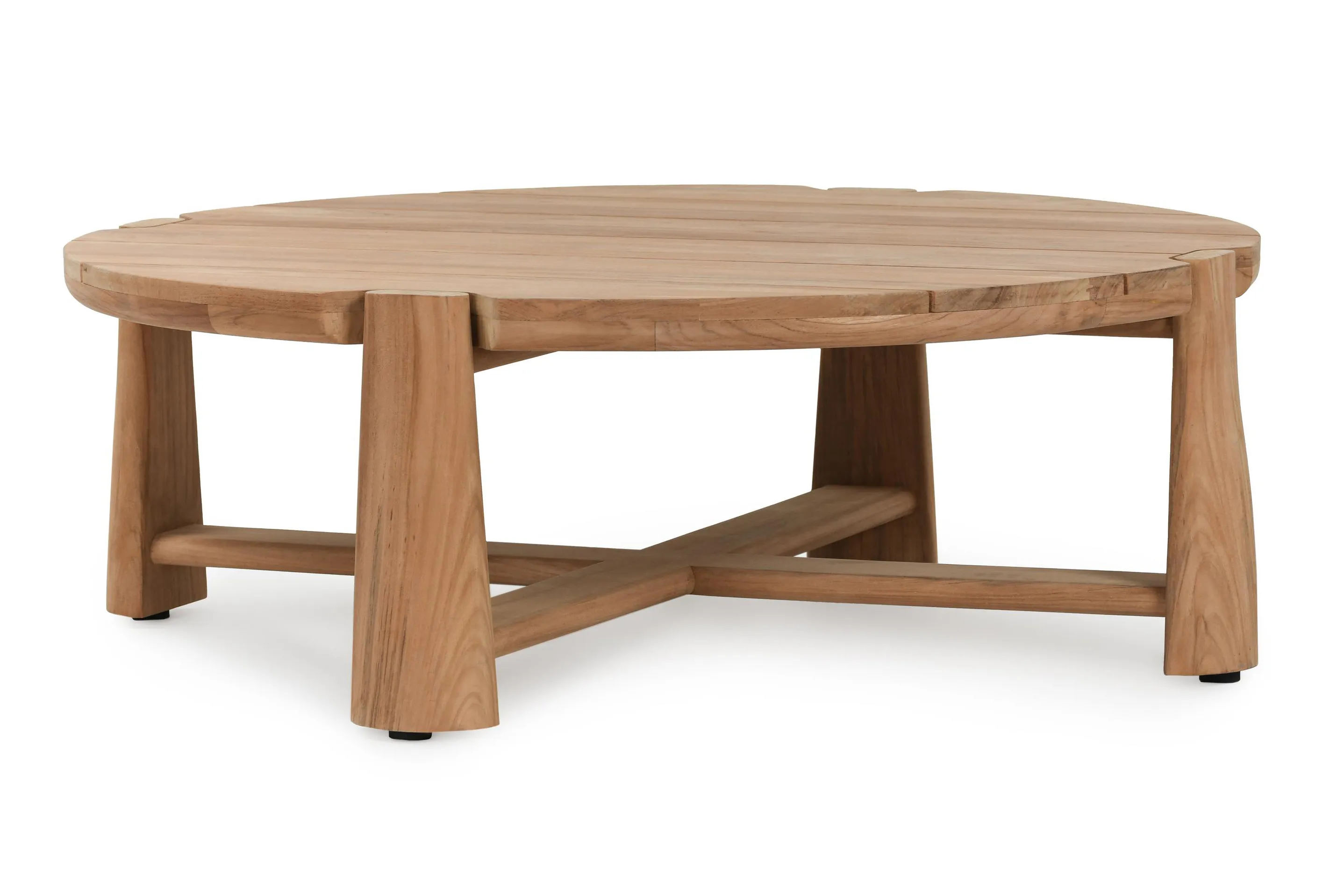 Aston 48" Round Teak Wood Outdoor Coffee Table in Natural Tone