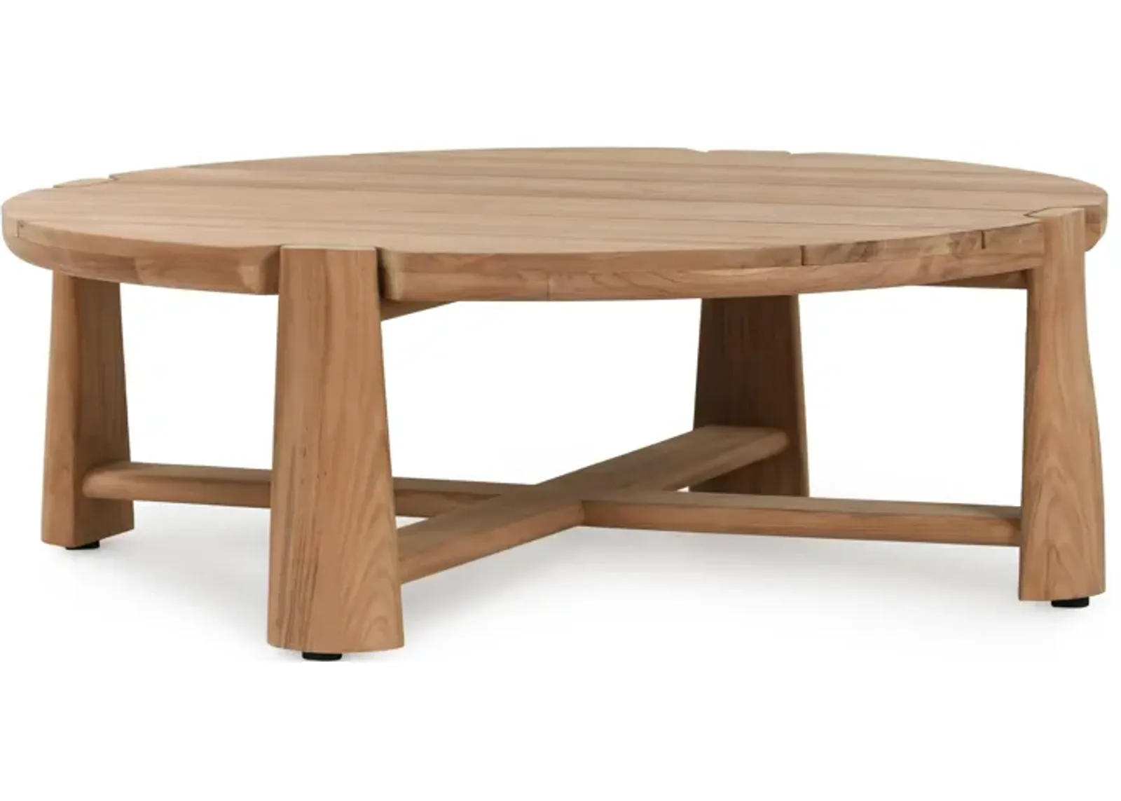 Aston 48" Round Teak Wood Outdoor Coffee Table in Natural Tone