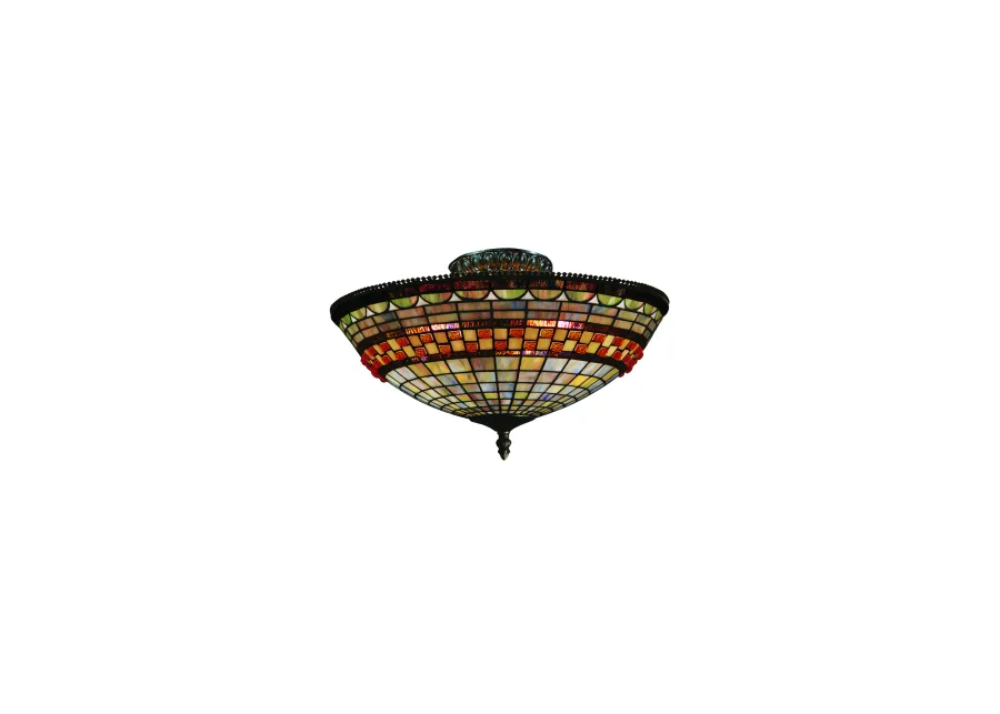 Jewelstone 16" Wide 3-Light Semi Flush Mount - Classic Bronze