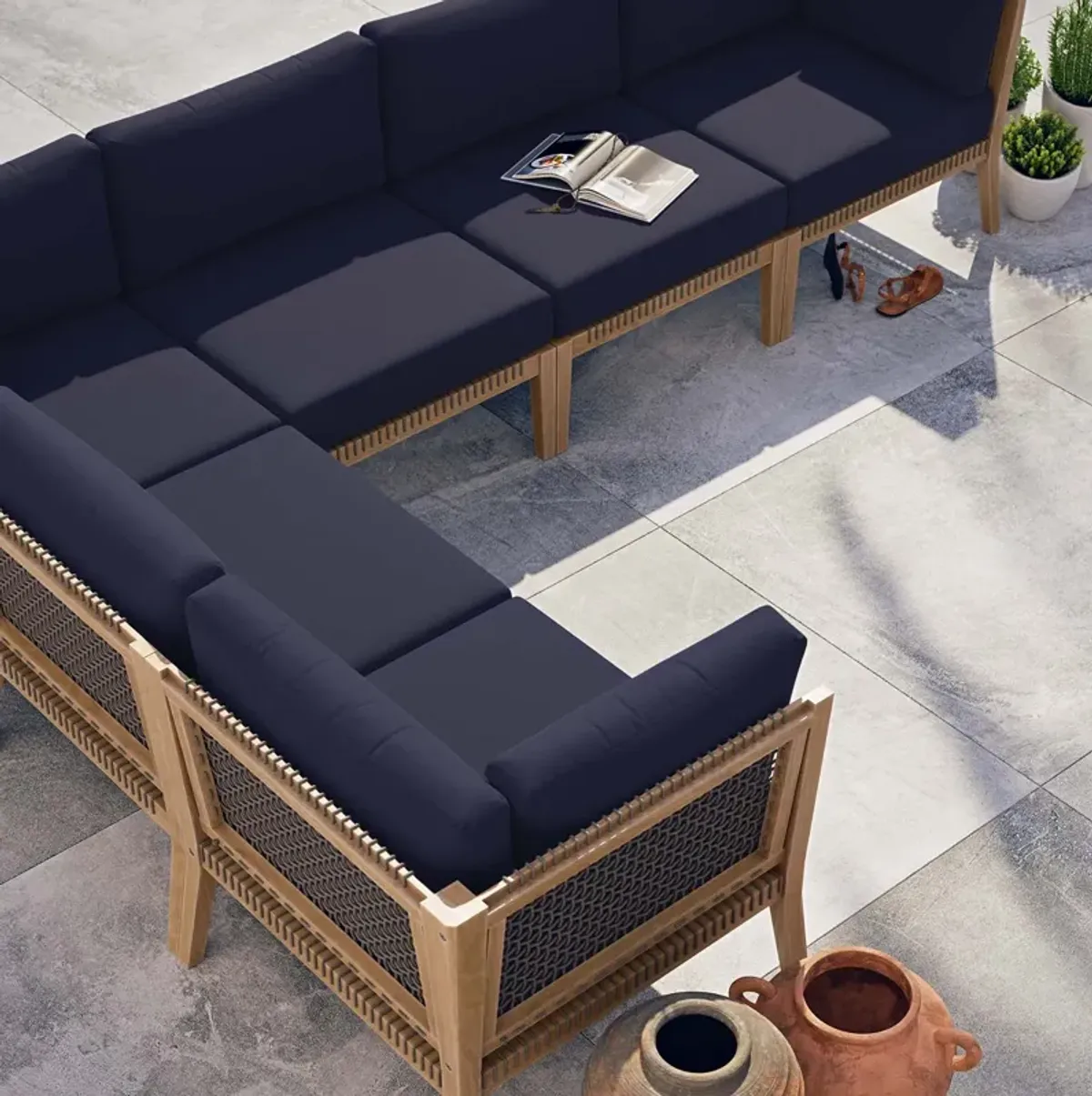 Clearwater Teak 6-Piece Outdoor Sectional