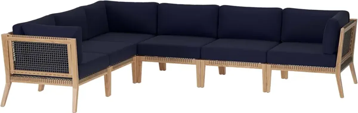 Clearwater Teak 6-Piece Outdoor Sectional