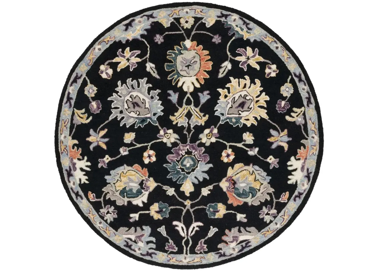 BLOSSOM 473 BLACK  6' x 6' Round Round Rug