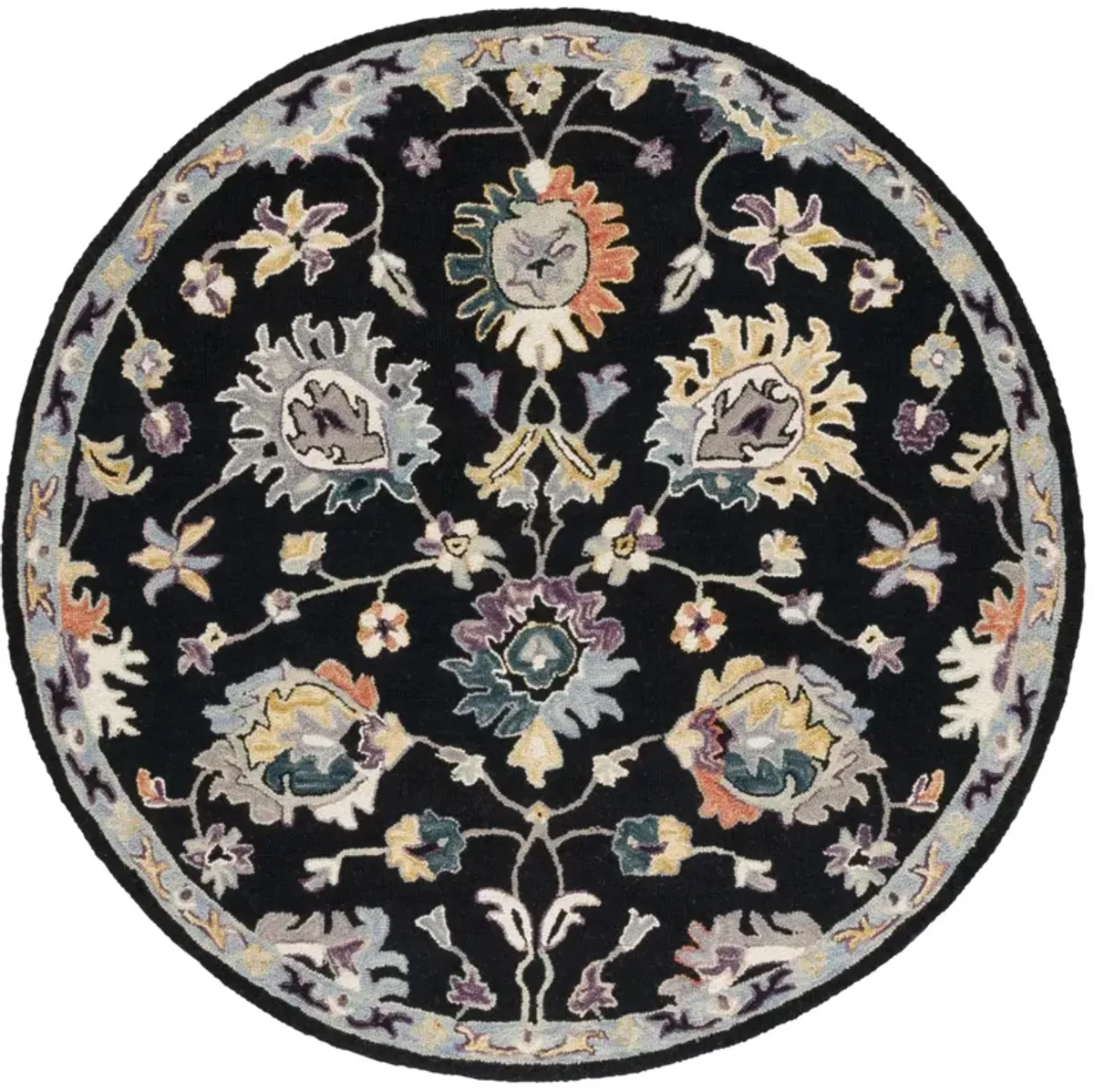 BLOSSOM 473 BLACK  6' x 6' Round Round Rug