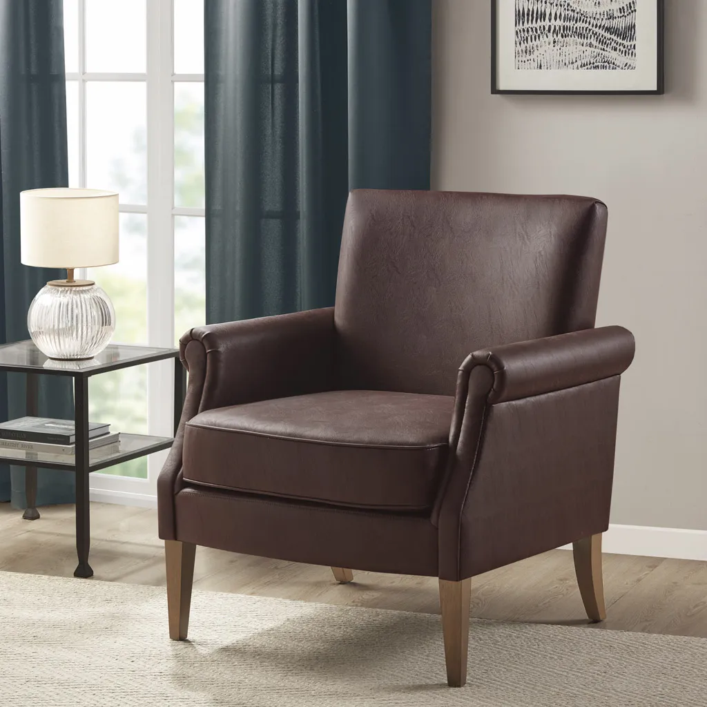 Madison Park Annika Brown Faux Leather Accent Arm Chair