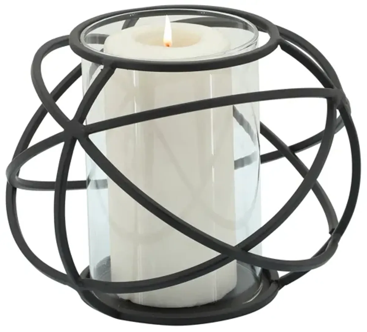 S/2 6" Orb Candle Holder , Black