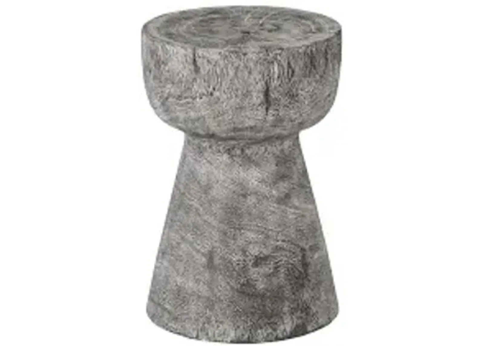 curved wood stool, thin, gray stone