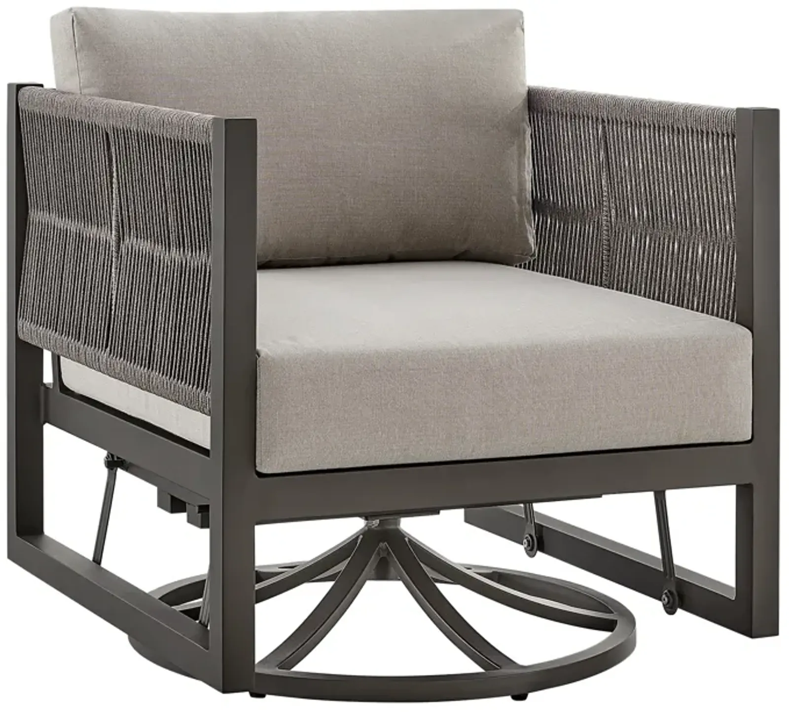 Cuffay Outdoor Patio Swivel Glider Lounge Chair in Dark Brown Aluminum with Cushions