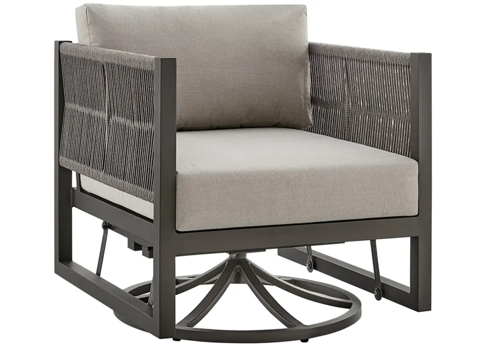 Cuffay Outdoor Patio Swivel Glider Lounge Chair in Dark Brown Aluminum with Cushions