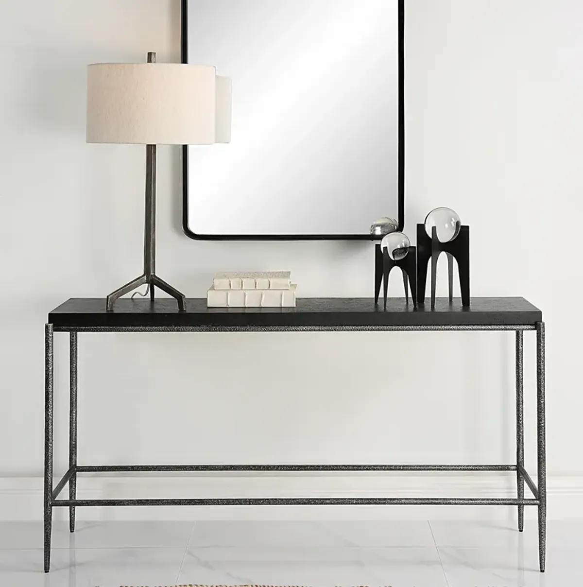 Crescendo Black Concrete Console Table