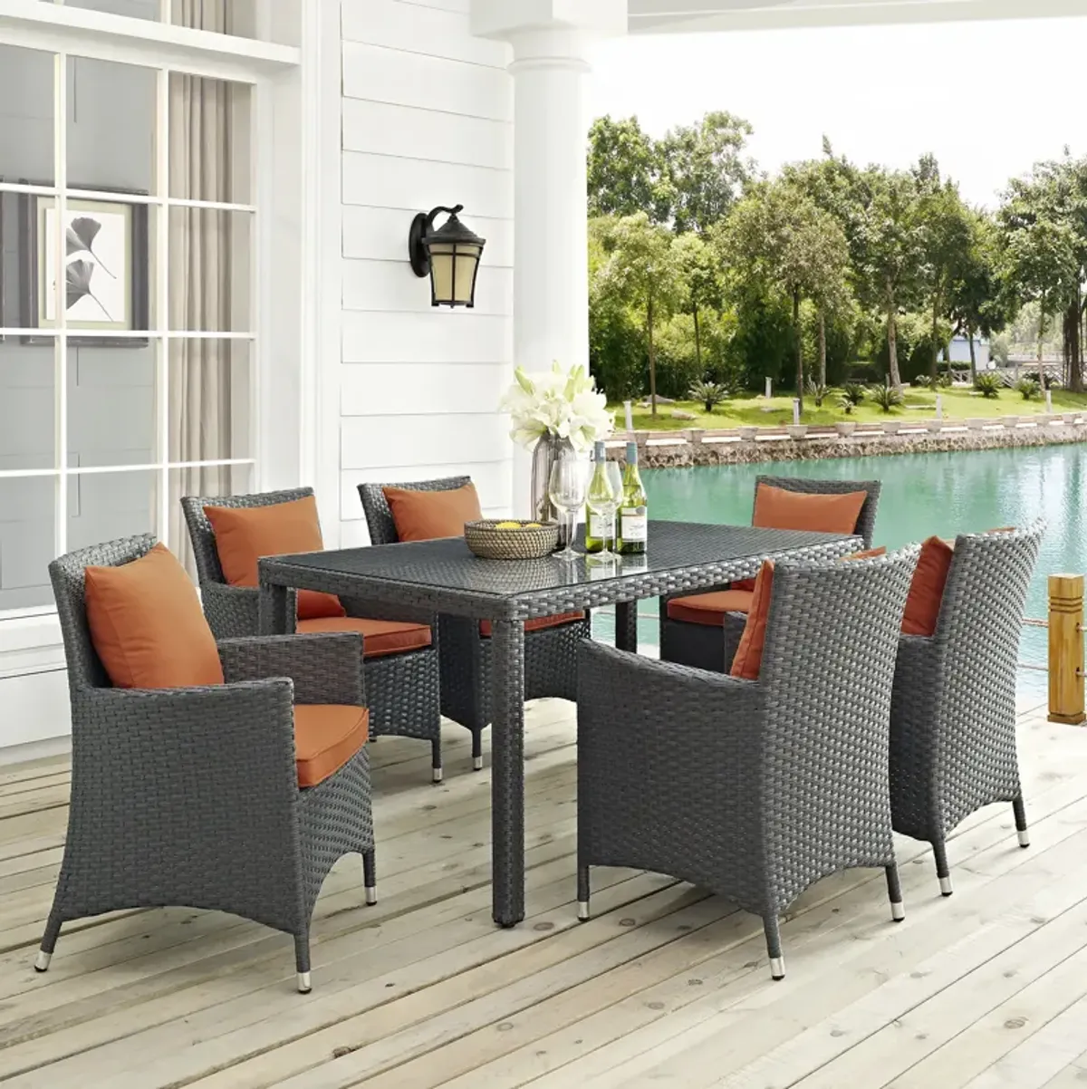 Sojourn 7 Piece Outdoor Patio Sunbrella® Dining Set